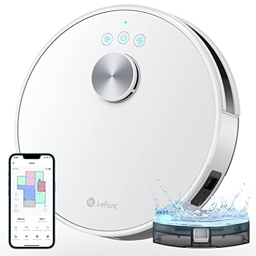 LEFANT M1 Aspirapolvere Lavapavimenti con Mappatura,Navigazione LDS, Batteria da 4000mAh, Autonomia 150 min,Robot Aspirapolvere Slim per Pulizia Domestica/Peli Animali, Bianco