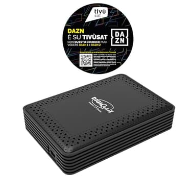 DIGIQUEST Decoder tivùsat RetroTV MICROSAT, DVB-S2 HEVC H265 |AUTOINSTALLANTE | Telecomando 2in1 | SIMcard Tivùsat inclusa | Funzione di registrazione attivabile | Dispositivo abilitato ai canali DAZN