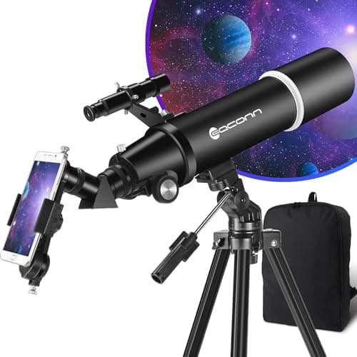Telescopio Astronomia per Adulti e Principianti - Apertura 80 mm, 600 mm, Portatile da Viaggio per Bambini con Treppiede, Adattatore per Telefono e Zaino