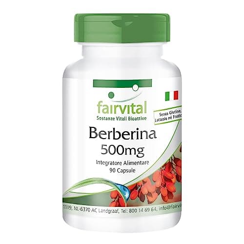 Fairvital | Berberina 500mg Alto Dosaggio - 90 Capsule Vegane di Pura Berberina HCL 97% da Berberis Vulgaris - Integratore Berberina