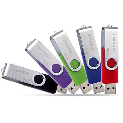 ENUODA 5 Pezzi 8GB Chiavetta USB 2.0 Pennetta Girevole (5 Multicolorato: Nero Blu Verde Viola Rosso)