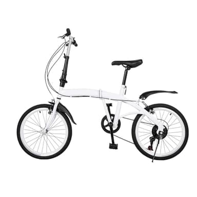 ARBGO Bicicletta pieghevole da 20 pollici, pieghevole, con parafanghi, sedile regolabile, freno a disco anteriore e posteriore, pieghevole, portatile, per ragazzi e ragazze, colore: bianco