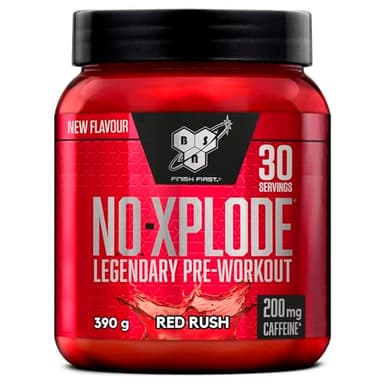 BSN Nutrition N.O.-Xplode, Integratore Alimentare in Polvere Pre-Allenamento, Supporto per Energia e Concentrazione con Caffeina, Aminoacidi, Vitamina C e Zinco, Gusto Red Rush, 30 Porzioni, 390 g