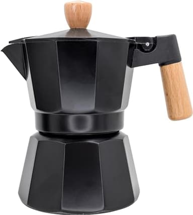 NERTHUS FIH 1251 Caffettiera Italiana a Induzione 3 tazze Design Nero Legno