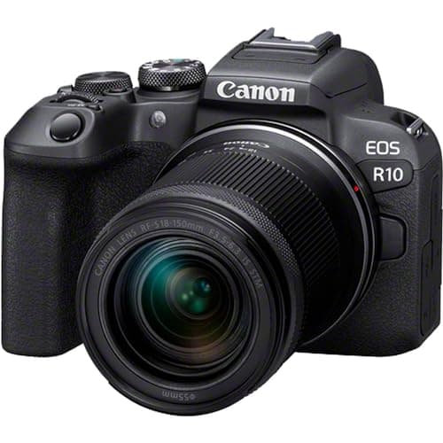 Canon EOS R10 APS-C mirrorless nera + 18-150mm IS STM (24,2 Mp, - fino a 23 fps, DIGIC X, video 4K UHD fino 60p, Dual Pixel CMOS Auto Focus II, Display touchscreen orientabile da 7,5 cm, Wi-Fi, BT)