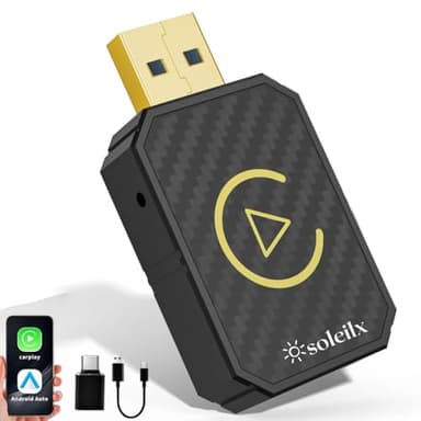soleilx Adattatore Wireless Carplay & Android Auto per Sistemi Multimediali Auto - Converte da Cablato a Wireless, USB C/A, Plug & Play, Mini Nero
