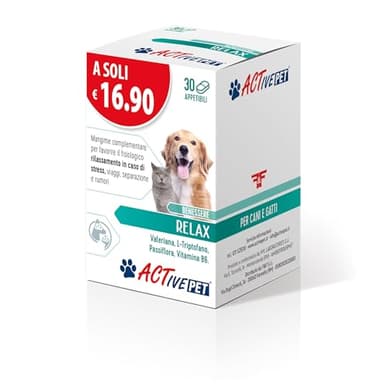 Active Pet Relax, Mangime Complementare per Favorire il Fisiologico Rilassamento con Valeriana, L-Triptofano, Passiflora e Vitamina B6, per Cani e Gatti - 1 Confezione da 30 Compresse