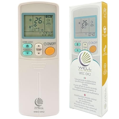 Wellclima Telecomando Universale per Condizionatori Daikin, Compatibilità Garantita, Design Simile all'Originale, Fino a 5 Velocità di Ventola, Istruzioni in 6 Lingue, Assistenza Diretta