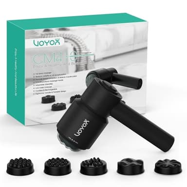 VOYOR-HEALTH Senza Corda Massaggiatore Anticellulite, Palmare Elettrico Vibromassaggiatore per Alleviare la Fatica e Rilassare I Muscoli, Massaggiatore Portatile a 5 Teste Multifunzionali CM410 (Nero)