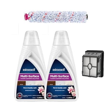 BISSELL Kit Accessori Originali per CrossWave, Detergente per Pavimenti Multisuperficie 2 x 1L, Rullo, Spazzola Multifunzione, Filtri, Compatibile con Modelli CrossWave Pet Pro e Cordless, 2815