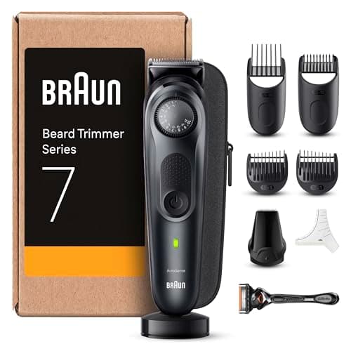Braun Series 7 Regolabarba Uomo E Rasoio Elettrico Barba Con Lama Barba Problade, 40 Lunghezze, Accessori Da Barbiere, Base Di Ricarica, Custodia, Imballaggio Riciclabile, BT7441 Nero Elettrico
