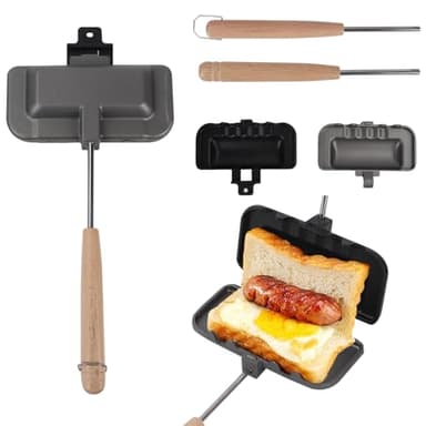 mumisuto Padella a Doppia Faccia, Tostapane Sandwich Maker,Piastra per Toast Alluminio Padelle Antiaderenti Tostapane per Sandwich Panini Padella per Colazione Sandwich Panini (Sezione 1)