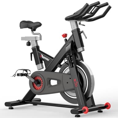 PASYOU Cyclette da Casa con resistenza magnetica, Cyclette professionale, Spinning Bike regolabile in 4 direzioni con monitor RPM, Volano 15kg, Silenzioso e Sicurezza Stabile, Capacità 150 kg，S50