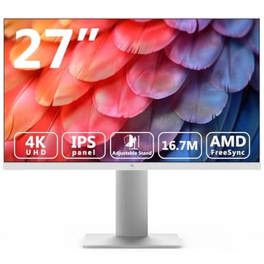 Z-Edge Monitor PC Bianco 27'' IPS 4K UHD (3840x2160), FreeSync, 75Hz, Schermo Ufficio White 16:9, 5ms, 2×HDMI2.0 & 2×DP1.4, Supporto Regolabile/Verticale/Orizzontale/Rotante, VESA(DP Cavo Incluso)