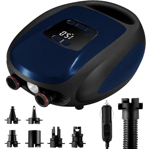 Ruitx Pompa Elettrica SUP, 20PSI Alta Pressione Sup Portatile Air Pump 12v DC con Auto-Off/Gonfiaggio/Sgonfiaggio Doppio Stadio, per Kayak/Materasso/Ala Da Vento/Sport Acquatici