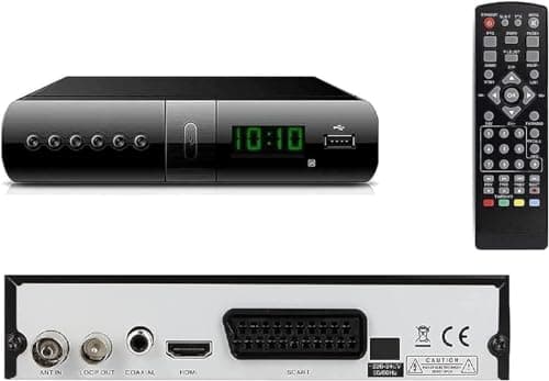 SQUADO Ricevitore digitale terrestre BRAVIA con telecomando, DVR integrato e canali Freeview, 1080p, sintonizzazione automatica, HEVC H265, HDMI, USB, SCART, Nero