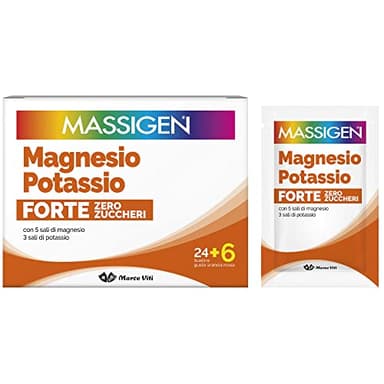 Massigen Magnesio e Potassio Forte Zero Zuccheri 24+6 Bustine Omaggio