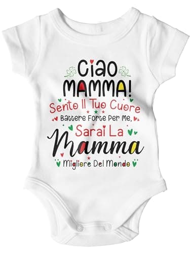 STAMPATEK Body Neonato Regalo Festa della Mamma Tutina Ciao Mamma Neonata Regalo Mamma Compleanno Regalo baby shower gravidanza BD129
