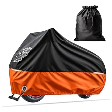 Motor Armor - Telo Coprimoto, Impermeabile 265cm, Universale in Oxford 210D, Telo Coprimoto Da esterno Antipolvere, Anti UV, Nero/Arancio