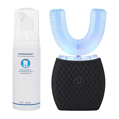 Spazzolino automatico ultrasonico,Spazzolino da denti automatico Ultrasuoni,Spazzolino elettrico sonico 360 ° con timer automatico (nero, 1)