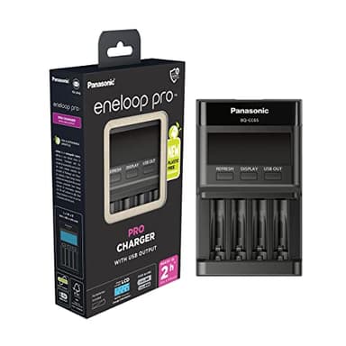 eneloop pro Caricabatterie PRO, per 1-4 batterie ricaricabili AA/AAA, 2 ore tempo di ricarica, 10 funzioni di sicurezza