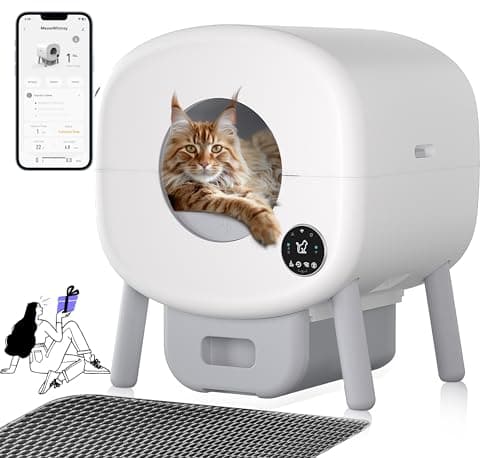 Lettiera automatica da 110 l, robot per più gatti, lettiera autopulente, grande lettiera elettrica per gatti, controllo tramite app, inodore, fodera e tappetino per lettiera e scatola per aromaterapia