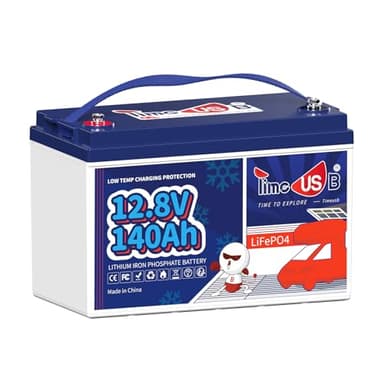 Timeusb Batteria LiFePO4 12V 140Ah Batteria al Litio con Protezione BMS dalle Basse Temperature,Fino a 15000 Cicli,Batteria Ricaricabile da 1792Wh Per Backup Domestico Camper Trolling Motor Off-Grid