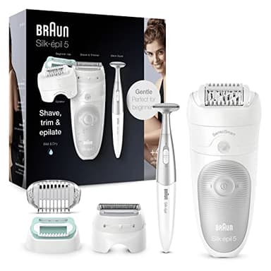 Braun Silk-épil 9 Depilatore Donna, Epilatore Viso Donna, Testina Flessibile, Pelle Liscia, con Cappuccio Regolatore, 5-825 Bianco/Grigio