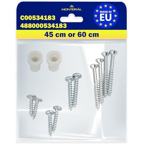 Kit di Montaggio per Fissare Porta di una Lavastoviglie da Incasso 45 cm o 60 cm al Pannello Frontale con Codice Originale C00534183 488000534183 per Ariston per Whirlpool - MADE IN EU - MONTERAL