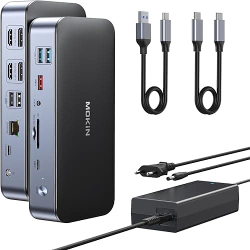 DisplayLink Docking Station per MacBook Pro/Air, 15 in 1 DisplayLink Docking Station Dual Monitor, Dock USB C con 2 HDMI, 2 DisplayPort, 2.5 Gbps Ethernet, USB 3.1/3.0/2.0, SD/Micro SD per Dell/HP
