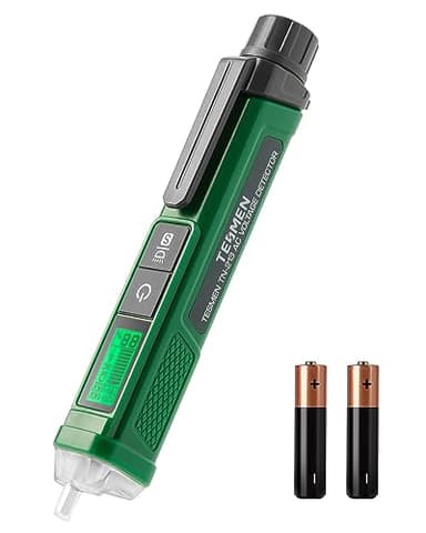 Penna Rilevatore di Tensione, Cercafase, TESMEN TN-213 Tester di Tensione senza Contatto, Elettrico, AC 12V-/70V-1000V, Dual-Range, Display LCD in Percentuale, torcia, Allarme Cicalino - Verde