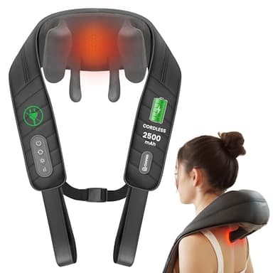 COMFIER Massaggiatore cervicale con calore senza fili Shiatsu 4D esperti Knet massaggiatore per collo, schiena, gambe, spalle, massaggiatore shiatsu per casa, ufficio, regali per uomini, donne