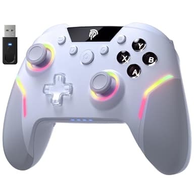 EasySMX X20 Elite Wireless Controller PC con Hall Grilletto Commutabile 2 in 1- Joystick Hall Rimovibile- Joystick per PC con Pulsanti Meccanici- RGB Luce- Batteria da 1000mAh per PC/Switch/Mobile