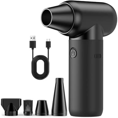 Soffiatore Aria Compressa, 180000 RPM 3 Velocità Aria Compressa Elettrico Rimuovi Polvere con Protezione Intelligente Air Duster Senza Fili e Ricaricabile per Pulizia di PC, Tastiera, Auto e Divano