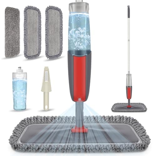 Lavapavimenti a Spruzzo, MEXERRIS Scopa Lavapavimenti Mocio Spray Lavapavimenti Microfibra Mocio con Spray Professionale Spray Mop con 3 Cuscinetti Riutilizzabili per tutti i pavimenti