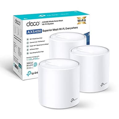 TP-Link Deco X60(3-pack) Nuova Versione AX5400Mbps Mesh Router Wi-Fi 6, Router e Ripetitore, 160MHz, 3 Pezzi con Copertura Fino a 660㎡, Ideale Per Case Grandi, Compatibile con Amazon Alexa