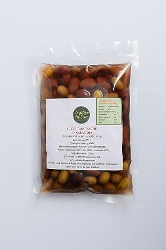 Olive Taggiasche in Salamoia alla ligure Senza Glutine - Olive Liguri 200 gr - Olive per Antipasto, Aperitivo, Sugo, Insalata, Pizza, Focaccia - Olive con Nocciolo
