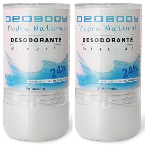 Deodorante All'allume Naturale In Pietra (Due unità da 120gr) Unisex. Antitraspirante Per Il Forte Sudore Delle Ascelle e Dei Piedi. Senza Alluminio E Senza Parabeni. 100% Naturale