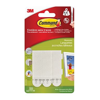 Command Strisce Appendiquadri Piccole, Set di 8 Strisce Adesive Rimovibili per Appendere Quadri, Cornici, Poster, Foto su Muro e Pareti, Senza Chiodi, Peso Fino a 1.8 Kg, Dimensione 20x25 cm