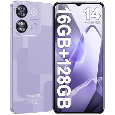 OUKITEL C57 Pro Smartphone Android 14-16GB+128GB/1TB Octa-Core, 6.52" HD Telefono Cellulare, 13MP+5MP Cellulari, Batteria 4300mAh, 4G Dual SIM Telefoni, Nano+Nano+TF/3.5mm Jack/GPS/Face ID/OTG