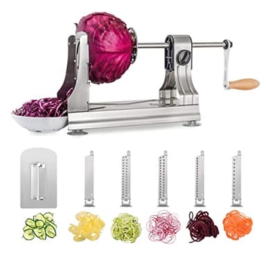 WellToBe CS-668 Spiralizzatore, 6 Blade Spiralizer Verdure Affettatrice a Spirale in Acciaio Inossidabile, Tagliaverdure a Spirale per Pasta di Veggie e Zucchini Spaghetti