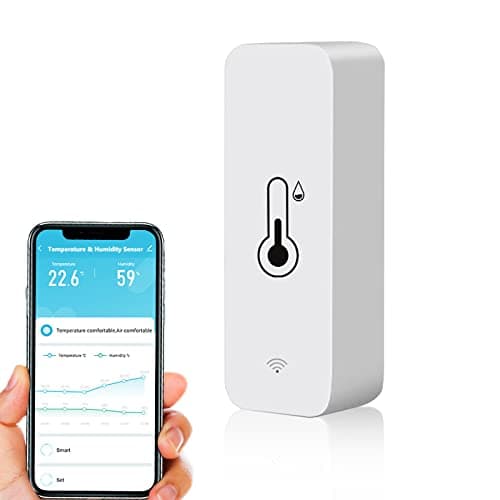 Termometro igrometro smart, WiFi sensore mini per temperatura interna e umidità, sensore di temperatura e umidità per ambienti, controllo remoto tramite app per serra e cantina, compatibile Alexa.1PCS