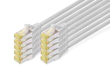 DIGITUS Cavo LAN Cat 6A - 0,5m - 10 pezzi - Cavo di rete RJ45 - S/FTP schermato - Compatibile con Cat-6 & Cat-7 - Grigio
