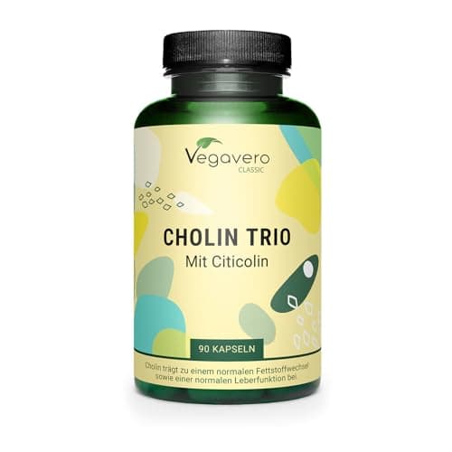 Colina Trio | Bitartrato + Citicolina + Fosfatidilcolina | per Fegato e Metabolismo | Certificato in Laboratorio | Vegano e Senza Additivi | Vegavero®