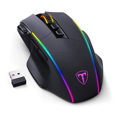 Mouse Gaming Wireless, Mouse a Tre Modalità 2.4 G/USB-C/Bluetooth Fino a 10000 DPI, Retroilluminazione RGB Chroma, Mouse Ergonomico con 8 Pulsanti Programmabili, Memoria di Bordo, PC, Mac Gamer