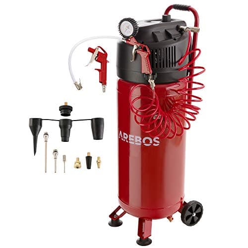 Arebos Compressore ad aria compressa |compressore aria silenziosa con accessori da 13 pezzi |a bassa manutenzione | spegnimento automatico | Capacità: 50 l, 30 l o 6 l (50 litri)