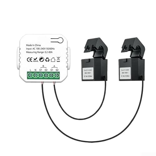 Yhenlovtt Contatore di energia WiFi, per la misurazione della potenza in tempo reale, compatibile, canali, traccia il consumo energetico a casa (contatore elettrico+CT)
