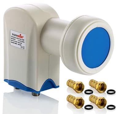 Poppstar Twin LNB 2 uscite LNC set 4 connettori F per antenna parabolica 2 ricevitori (digital, 4K, Full HD, 4k UHD, 3D TV)