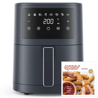 Innsky Friggitrice ad Aria Calda 3,5 Litri, 1500W Air Fryer Compatta e Digitale, Friggitrice Senza Olio con LED Touch Screen, 8 Programmi, per 1-3 Persone, Basso Rumore, Ricette Italiane, Grigio