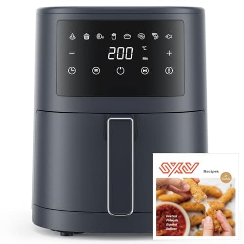 Innsky Friggitrice ad Aria Calda 3,5 Litri, 1500W Air Fryer Compatta e Digitale, Friggitrice Senza Olio con LED Touch Screen, 8 Programmi, per 1-3 Persone, Basso Rumore, Ricette Italiane, Grigio